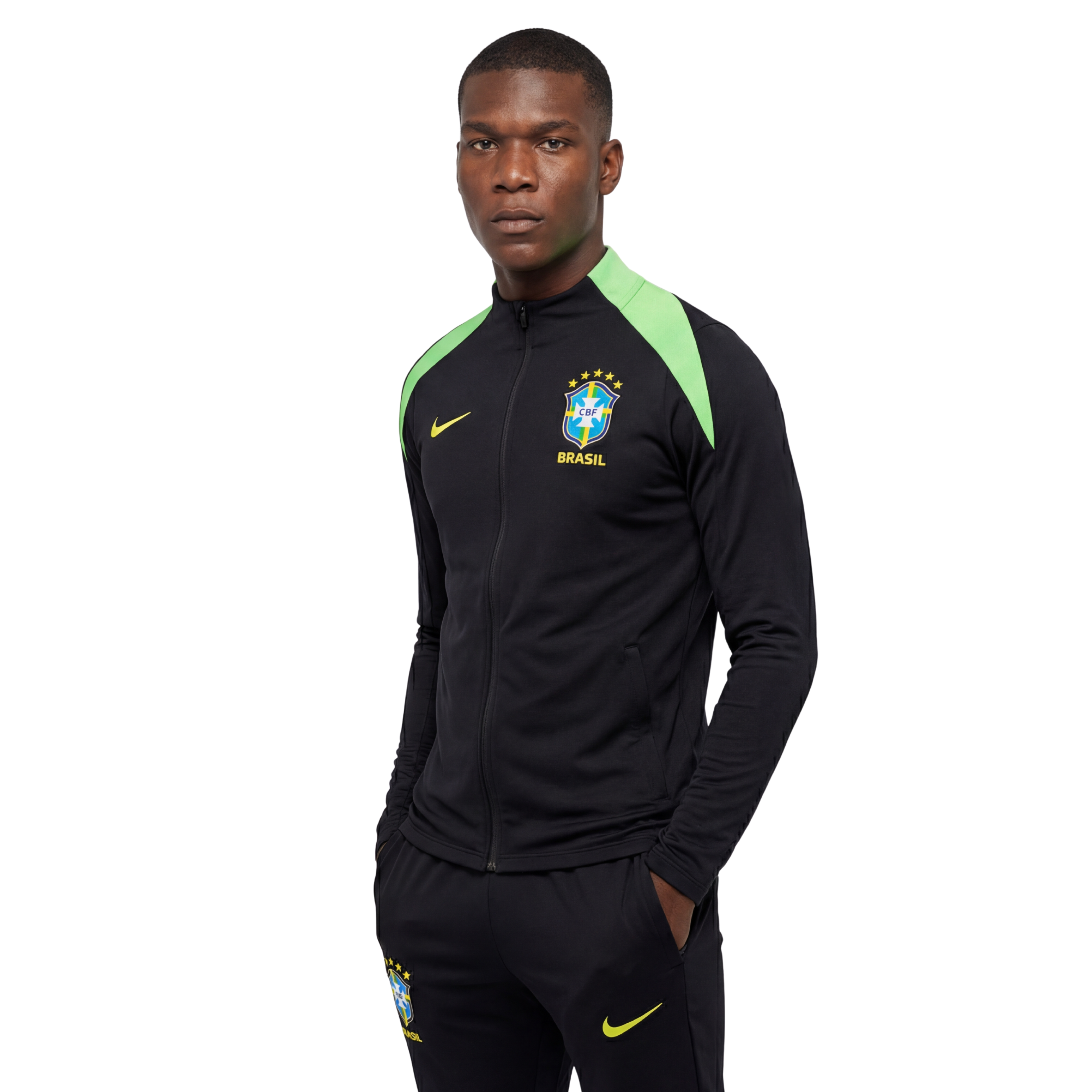 Conjunto Agasalho Treino Brasil 24/25 - Preto e Verde