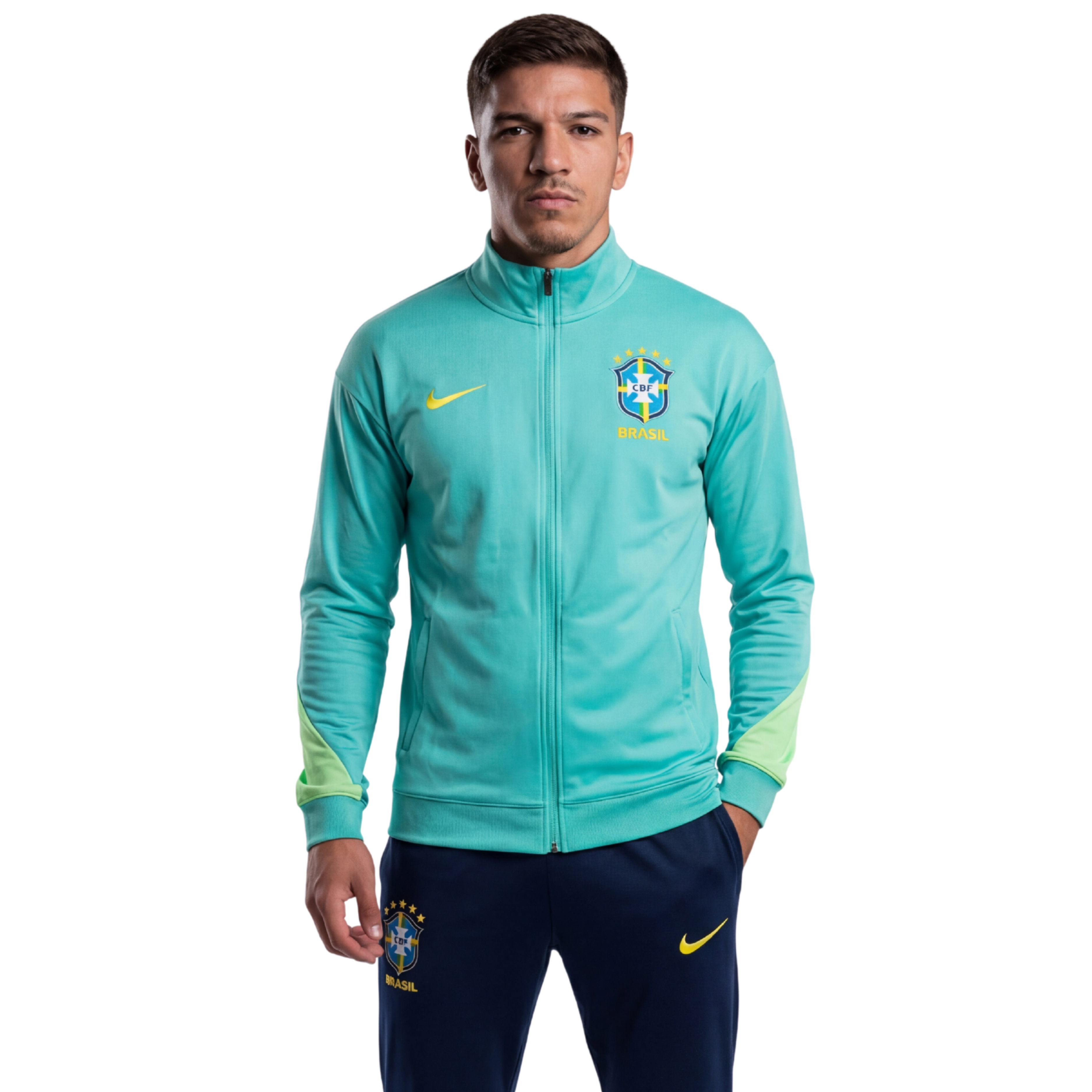 Conjunto Agasalho Treino Brasil 24/25 - Azul Ciano