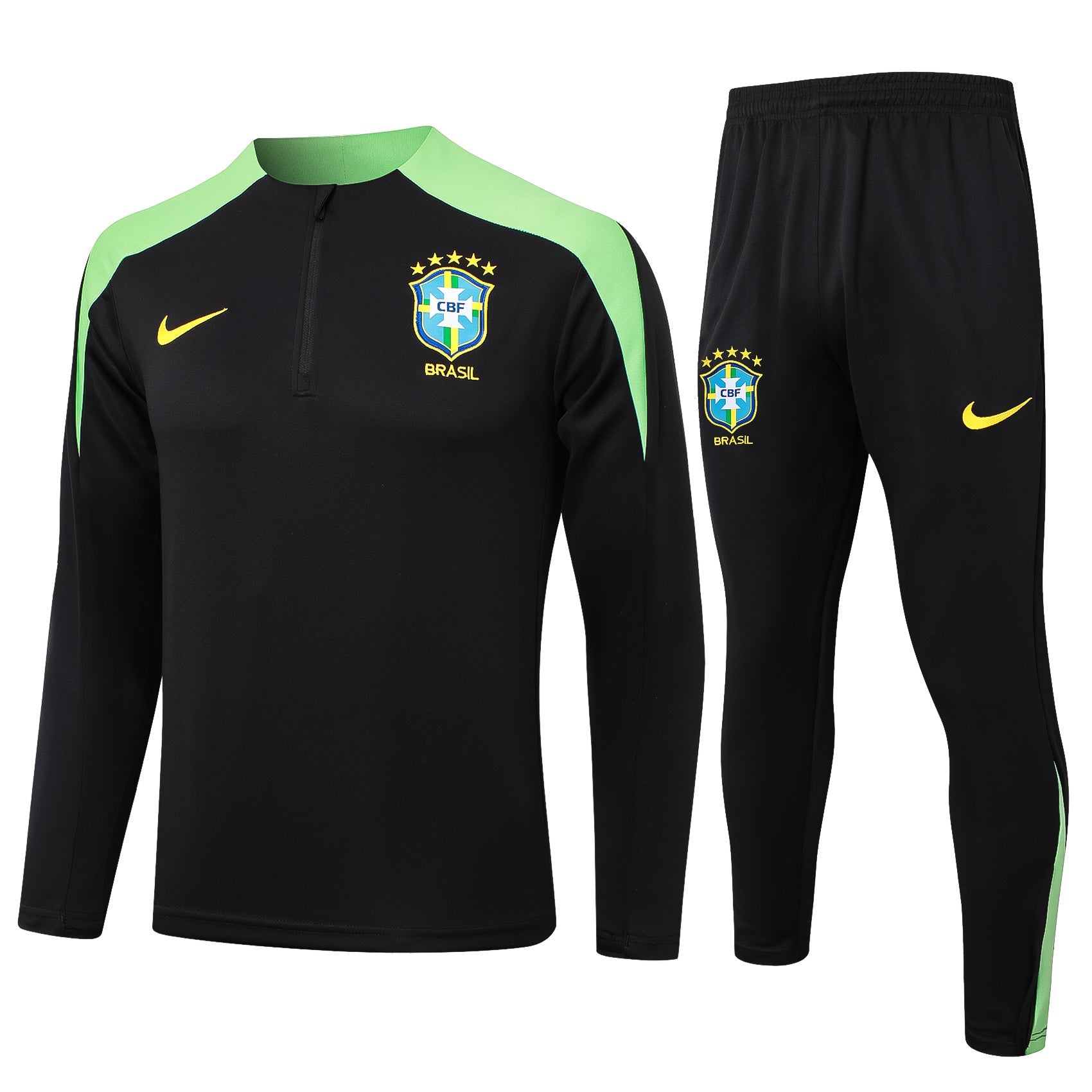 Conjunto Agasalho Treino Brasil 24/25 - Preto e Verde