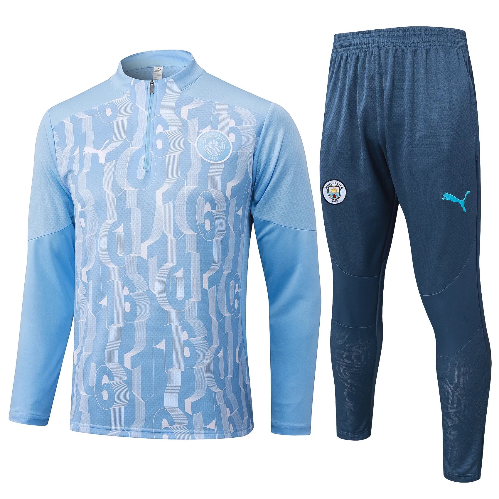 Conjunto Agasalho Treino Manchester City 24/25 - Azul Claro