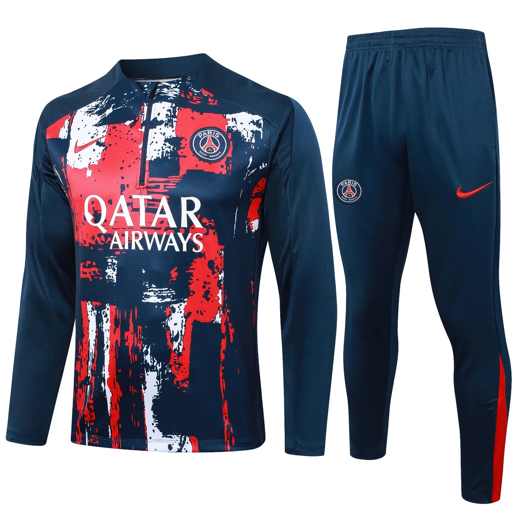 Conjunto Agasalho Treino PSG 24/25 - Azul e Vermelho
