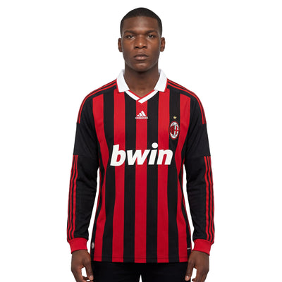 Camisa Milan Home 09/10 Retrô Manga Longa - Vermelha e Preta