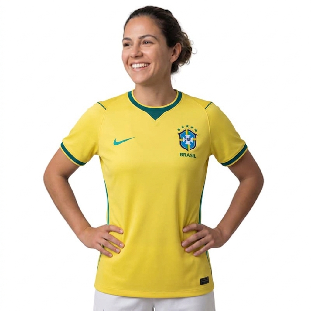 Camisa Brasil Feminina Home 2026 - Amarela