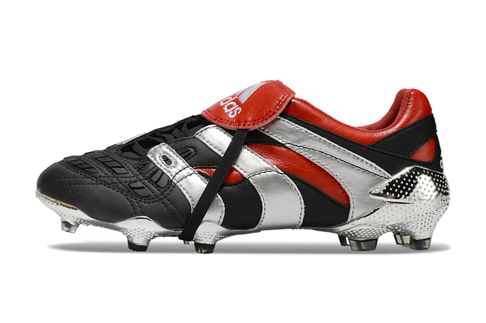 Chuteira Campo Adidas Predator Precision FG Preta e Vermelha "25th Anniversary Edition"